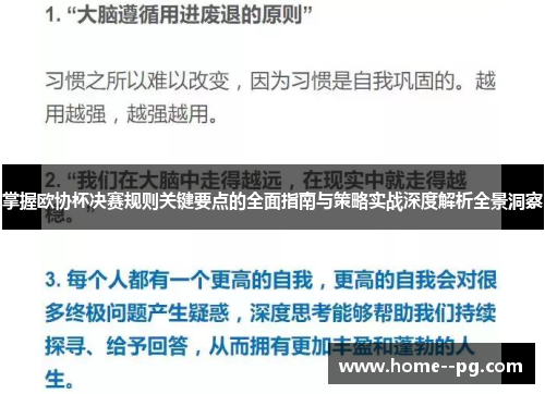 掌握欧协杯决赛规则关键要点的全面指南与策略实战深度解析全景洞察